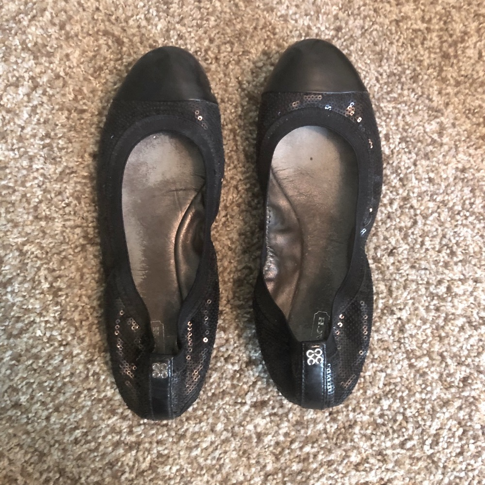 Coach black sequin ballet flats. Sz 8.5. GUC.